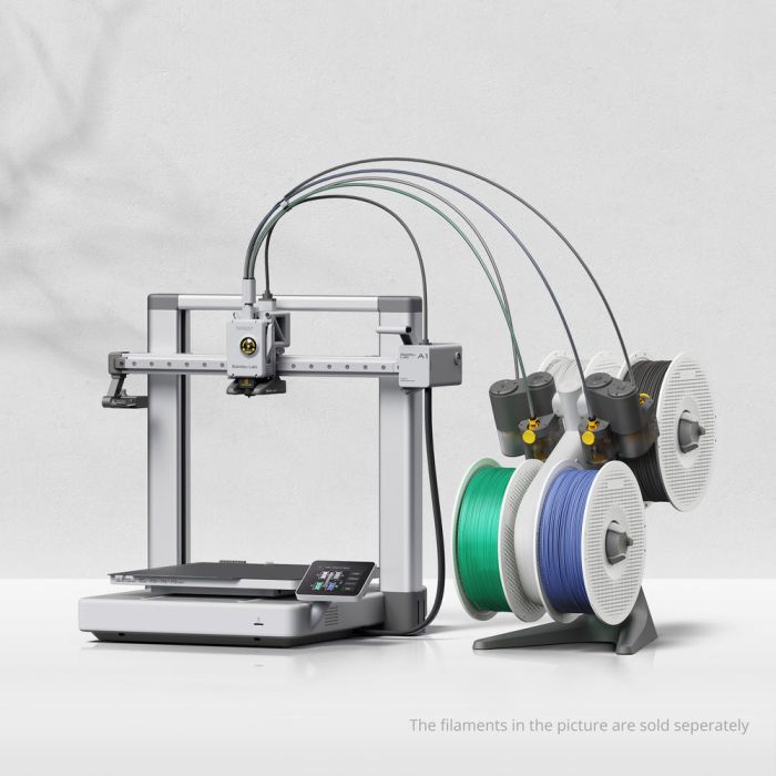 Bambu Lab A1 printer with AMS lite and four filament spools